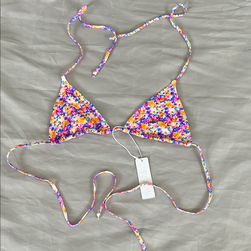 Floral Triangle Bikini Top